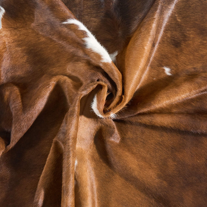 Vintage Chocolate and White Cowhide Rug Size 6'11" L x 6'1" W 9763