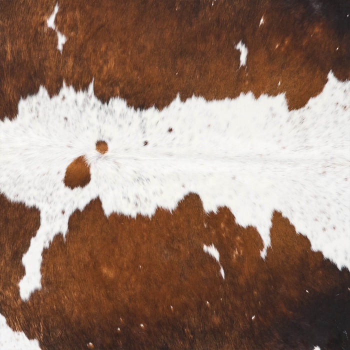 Vintage Chocolate and White Cowhide Rug Size 7'0" L x 6'6" W 9769