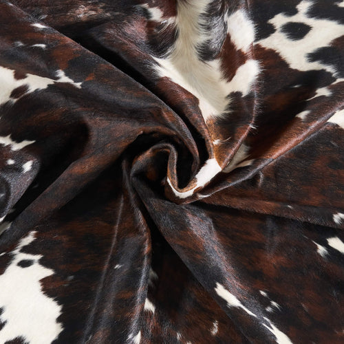 Vintage Tricolor Brindle Mix Cowhide Rug Size 7'10" L x 7'1" W 9773
