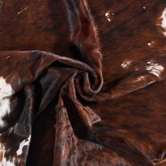 Vintage Brindle White Belly Cowhide Rug Size 7'1" L x 6'5" W 9774