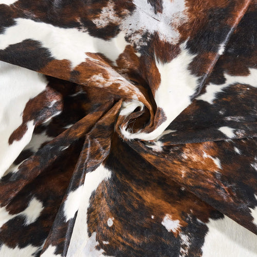 Vintage Tricolor Cowhide Rug Size 7'6" L x 6'10" W 9781