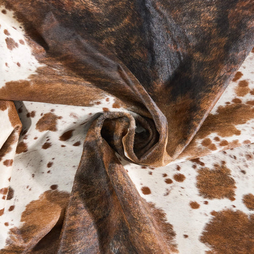 Vintage Tricolor Brindle Mix Cowhide Rug Size 7'3" L x 7'1" W 9784