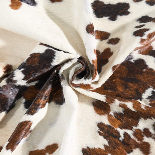 Vintage White Tricolor Cowhide Rug Size 7'11" L x 7'1" W 9792