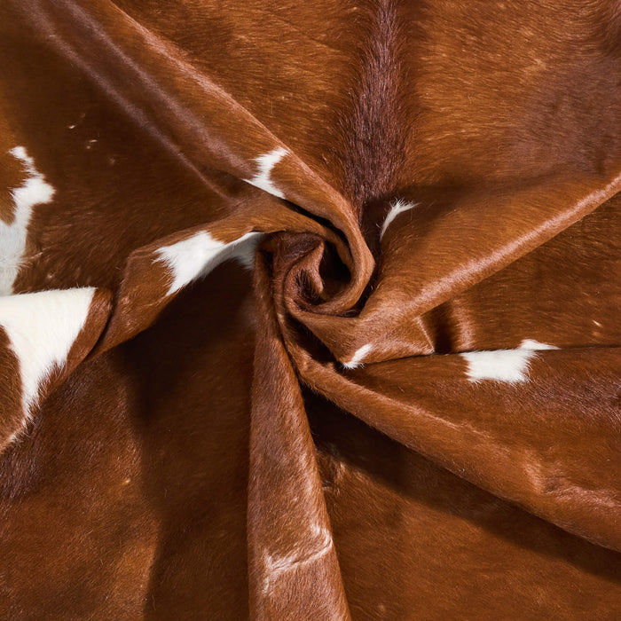 Vintage Brown and White Cowhide Rug Size 6'11" L x 6'5" W 9806