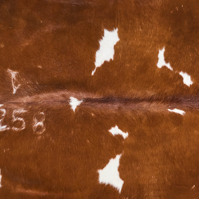 Vintage Brown and White Cowhide Rug Size 6'11" L x 6'5" W 9806