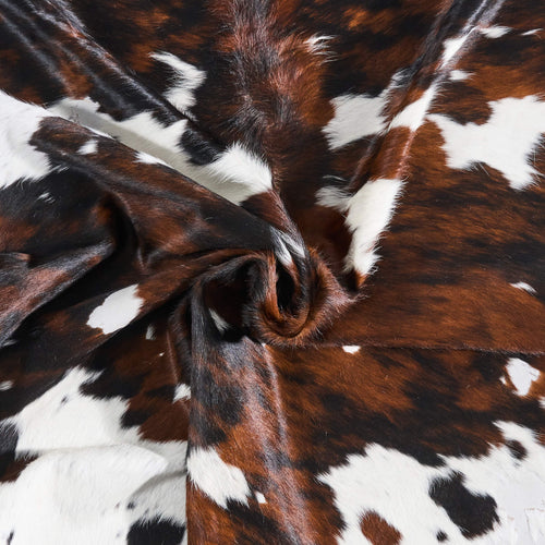 Vintage Tricolor Cowhide Rug Size 5'11" L x 6'2" W 9807