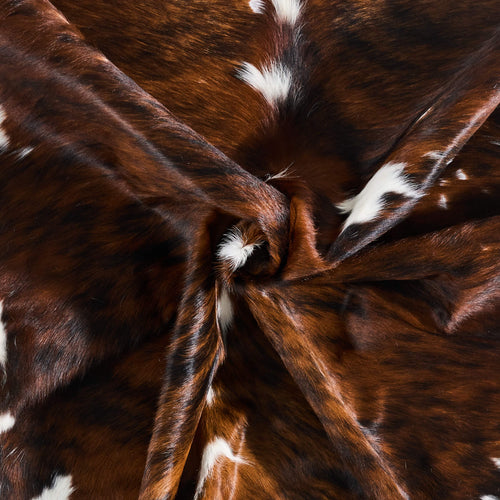 Vintage Tricolor Brindle Mix Cowhide Rug Size 6'10" L x 6'7" W 9816