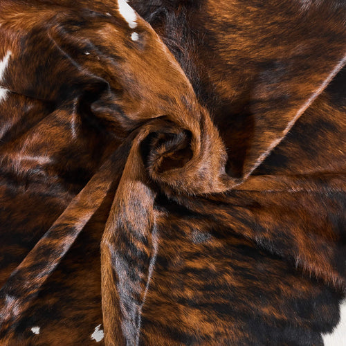 Vintage Tricolor Brindle Mix Cowhide Rug Size 6'10" L x 5'10" W 9819