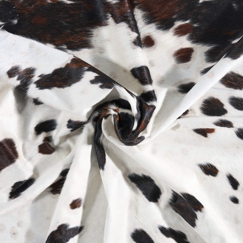 Vintage White Tricolor Cowhide Rug Size 7'10" L x 6'10" W 9825