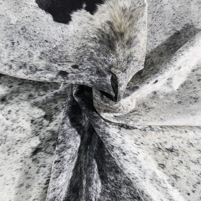 Vintage Black Salt and Pepper Cowhide Rug Size 7'11" L x 6'8" W 9828