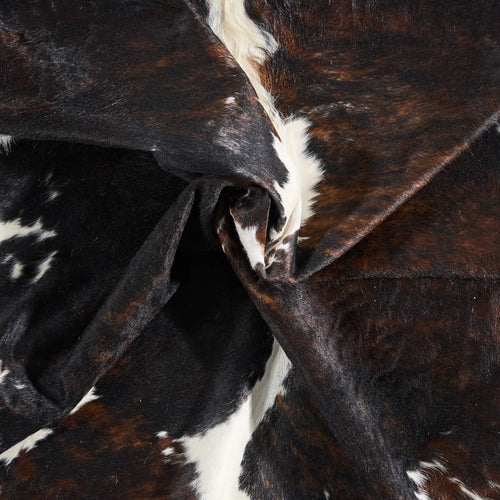 Vintage Dark Tricolor Cowhide Rug Size 6'8" L x 6'7" W 9835