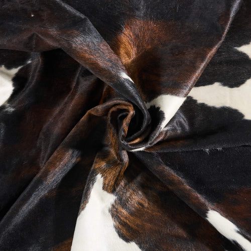 Vintage Tricolor Brindle Mix Cowhide Rug Size 8'5" L x 7'8" W 9836