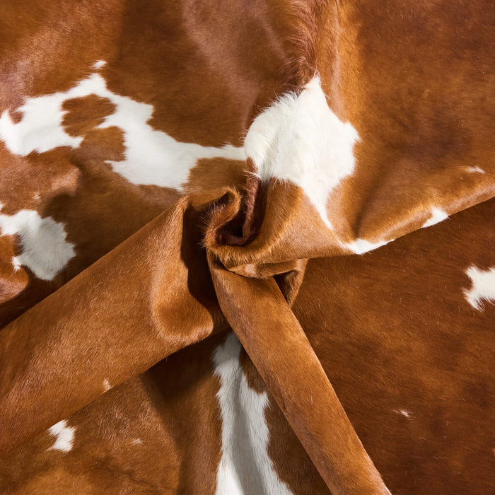 Vintage Brown and White Cowhide Rug Size 7'11" L x 5'4" W 9850
