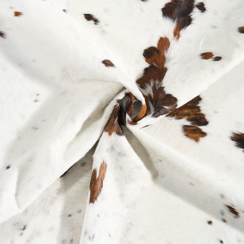 Vintage White Tricolor Cowhide Rug Size 7'4" L x 6'8" W 9859