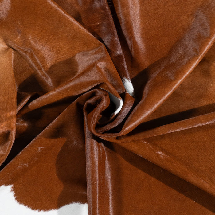 Brazilian Brown and White Cowhide Rug Size 8'1" L x 7'8" W 9926