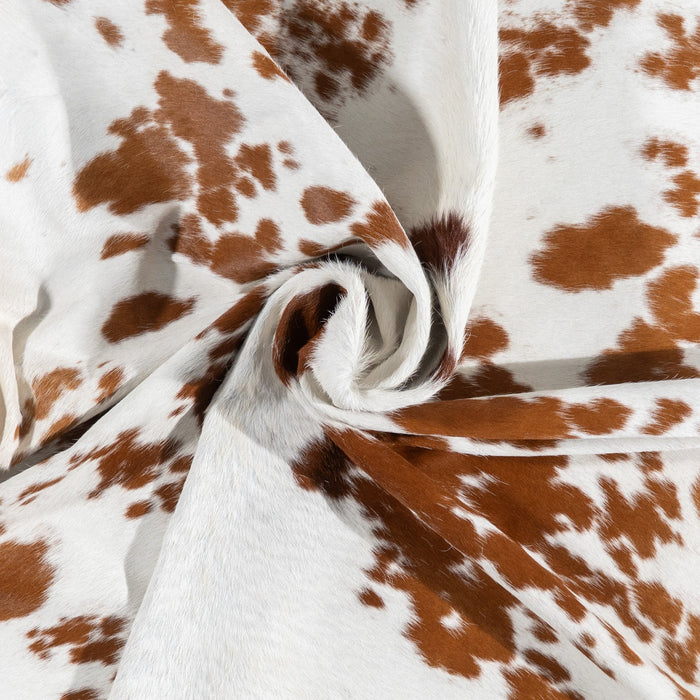 Brazilian Brown and White Cowhide Rug Size 7'6" L x 7'1" W 9932