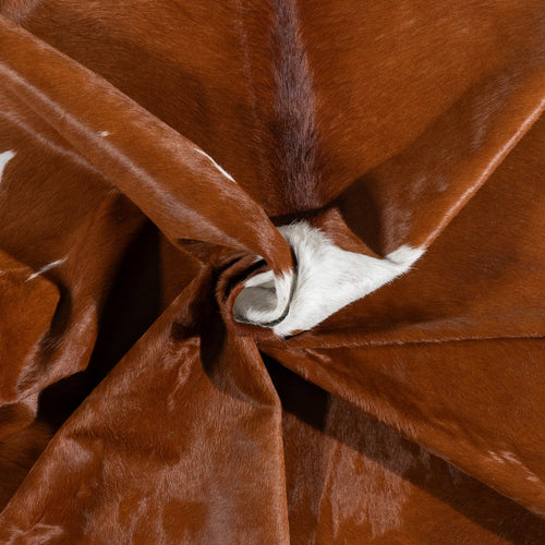 Brazilian Brown and White Cowhide Rug Size 7'2" L x 6'10" W 9939