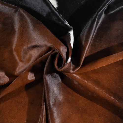 Brazilian Chocolate and White Cowhide Rug Size 8'1" L x 7'6" W 9998