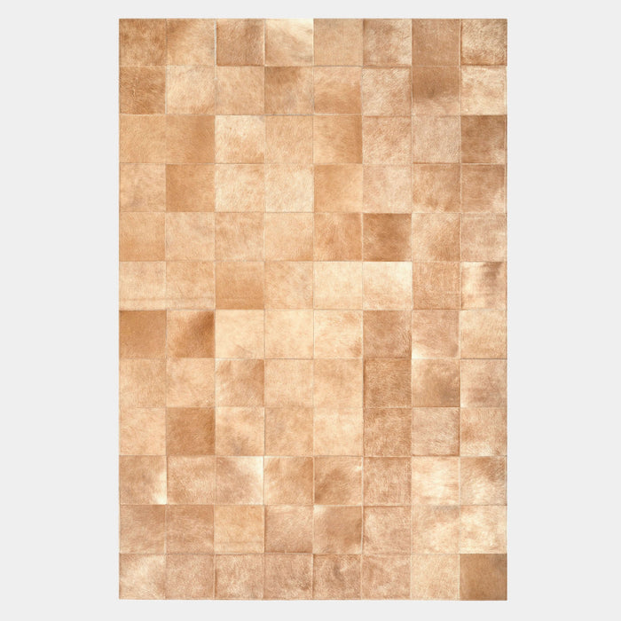 Rhodes Champagne Cowhide Area Rug, Natural Suede Leather | eCowhides