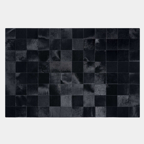 Rhodes Black Cowhide Rug, Natural Suede Leather | eCowhides