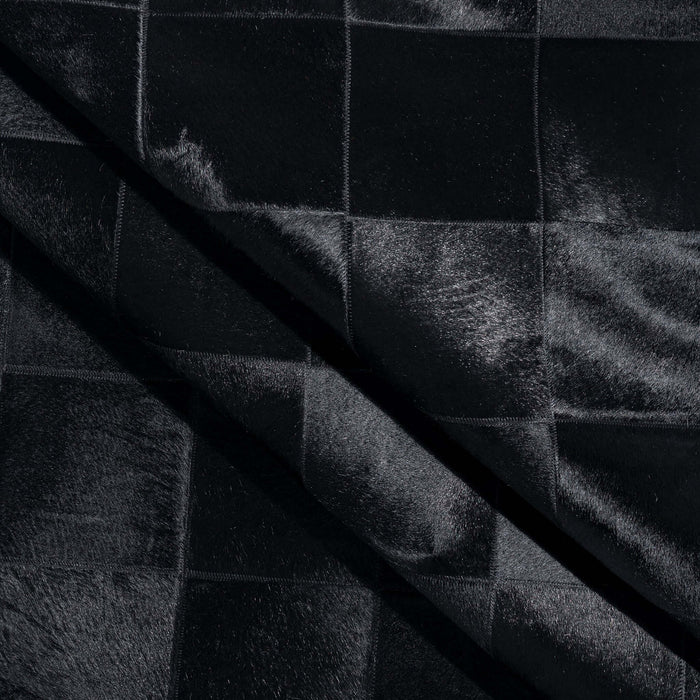 Rhodes Black Cowhide Rug, Natural Suede Leather | eCowhides