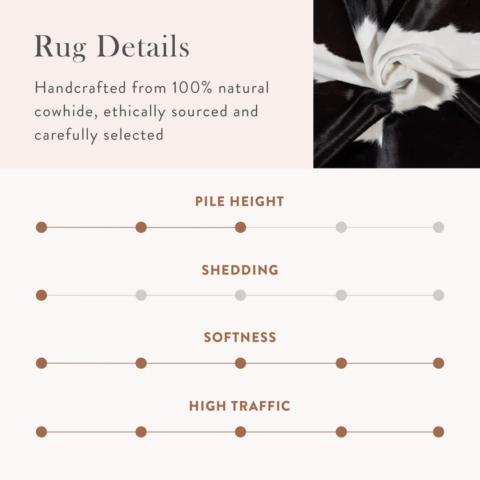 Brazilian Black and White Cowhide Rug Size 7'7" L x 5'5" W 3669