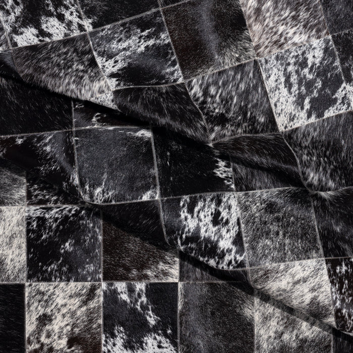 Black Salt and Pepper Patchwork Cowhide Rug