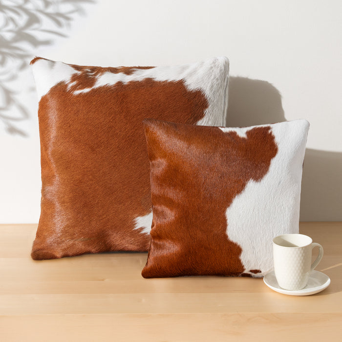 Brown and White Cowhide Pillow