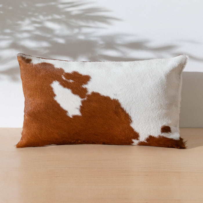 Brown and White Cowhide Pillow