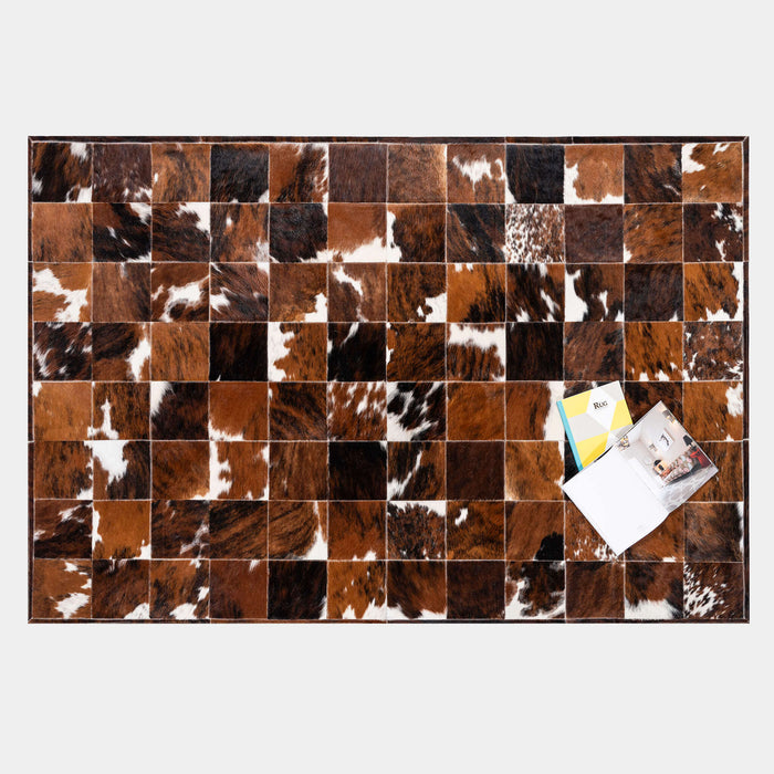 Tricolor Patchwork Cowhide Rug