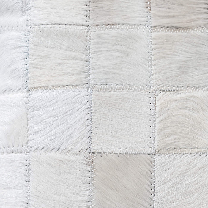 White Cowhide Patchwork Pillow