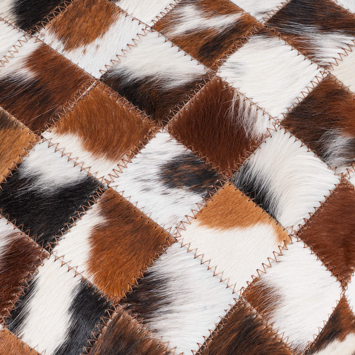 Tricolor Cowhide Patchwork Pillow