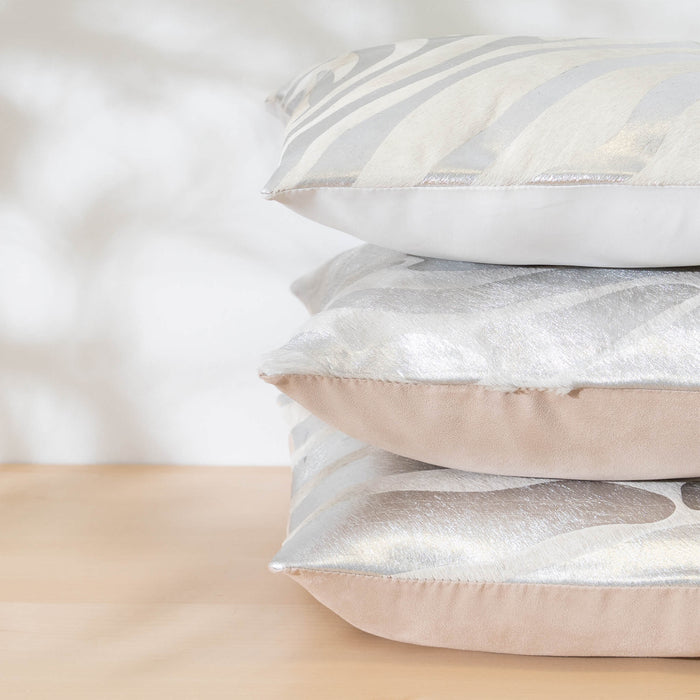 Zebra Silver Cowhide Pillow