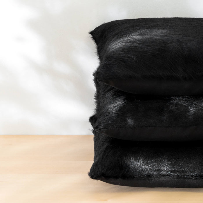 Solid Black Cowhide Pillow