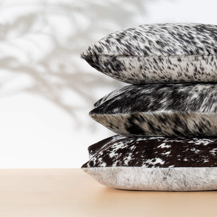 Black Salt and Pepper Cowhide Pillow
