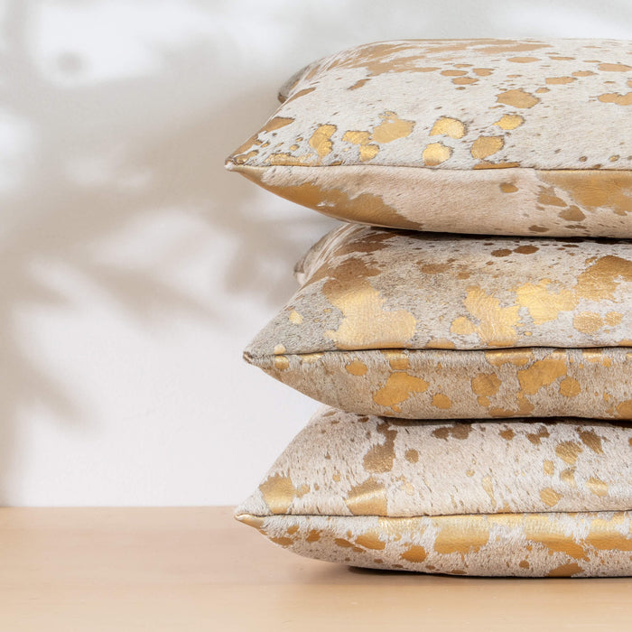 Metallic Gold Cowhide Pillow