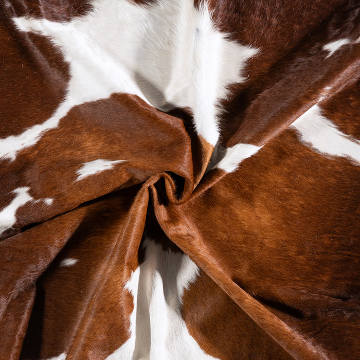 Brazilian Brown and White Cowhide Rug Size 7'11" L x 7'3" W 6000