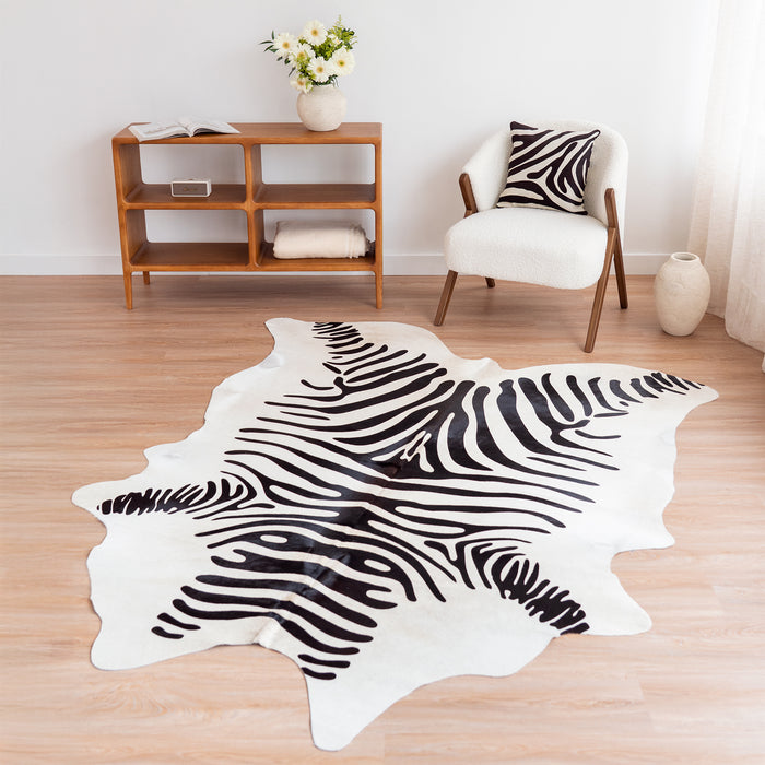 Zebra Cowhide Rug