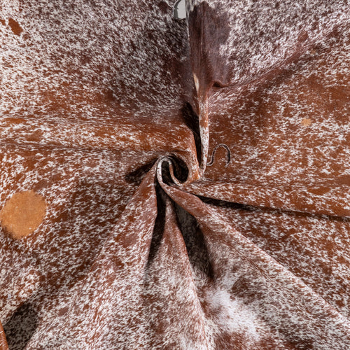 Vintage Brown Salt and Pepper Cowhide Rug Size 7'6" L x 6'11" W 5501