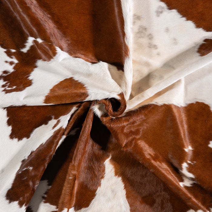 Brazilian Brown and White Cowhide Rug Size 8'4" L x 6'11" W 6006