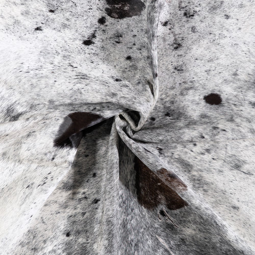 Vintage Black Salt and Pepper Cowhide Rug Size 7'2" L x 7'0" W 5504