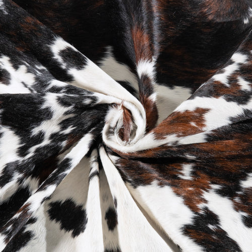 White Tricolor Cowhide Rug Size 7'10" L x 6'8" W 6203