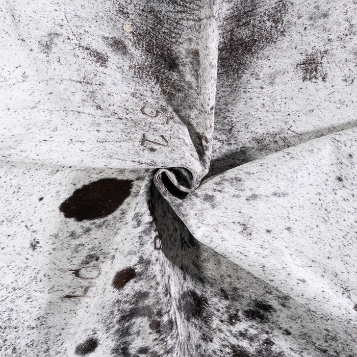 Vintage Black Salt and Pepper Cowhide Rug Size 7'1" L x 6'3" W 5506