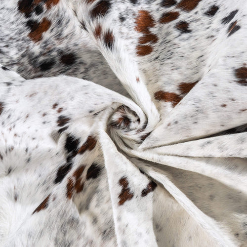 White Tricolor Cowhide Rug Size 7'8" L x 6'7" W 6204