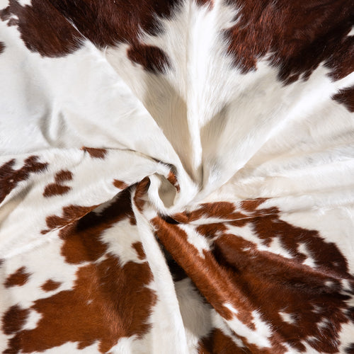 Brazilian Brown and White Cowhide Rug Size 8'1" L x 7'2" W 6012