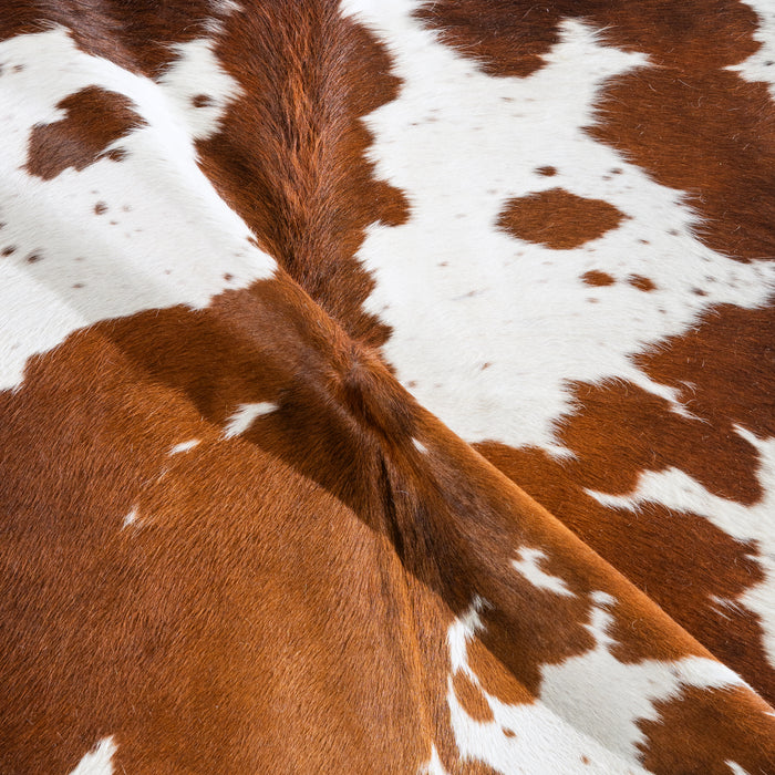 Brown and White Cowhide Rug Size 6'10" L x 6'1" W 5005