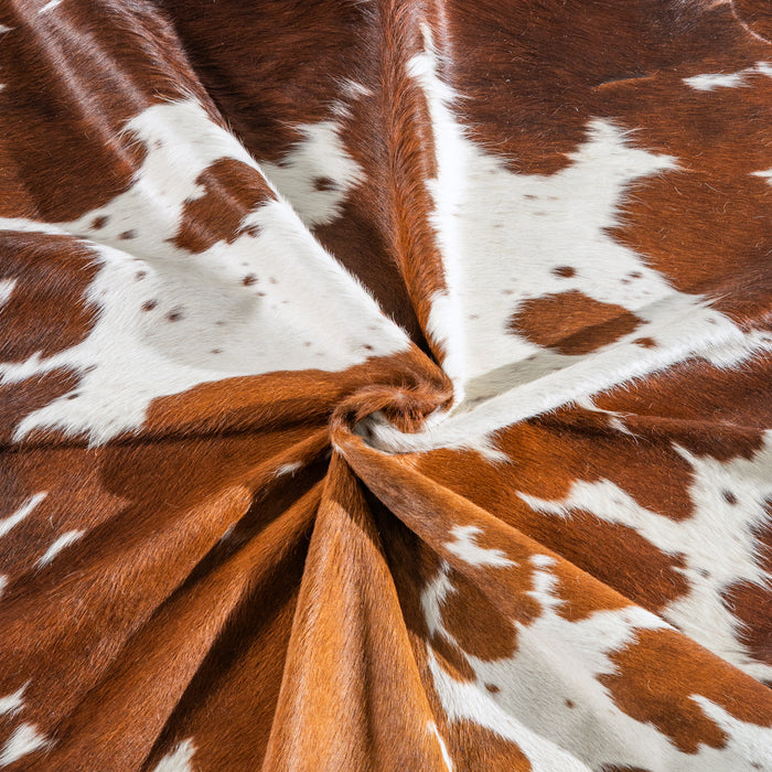 Brown and White Cowhide Rug Size 6'10" L x 6'1" W 5005