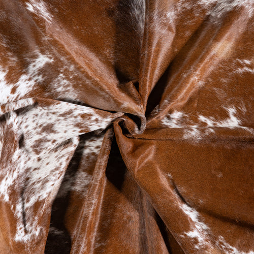 Brazilian Brown and White Cowhide Rug Size 7'2" L x 6'10" W 6015