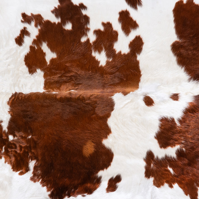 Brazilian Brown and White Cowhide Rug Size 7'10" L x 7'2" W 6016