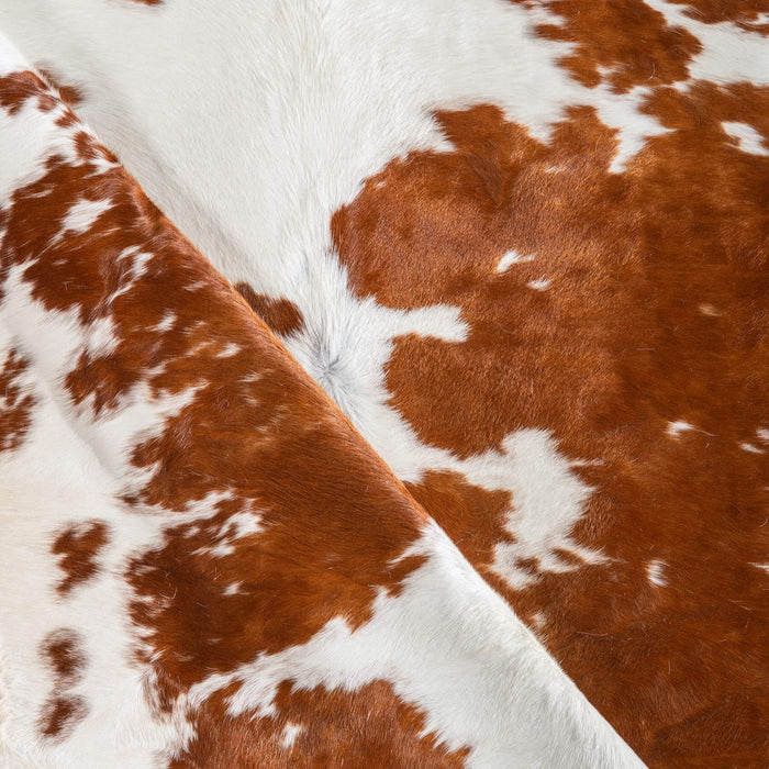 Brown and White Cowhide Rug Size 7'9" L x 6'9" W 6406